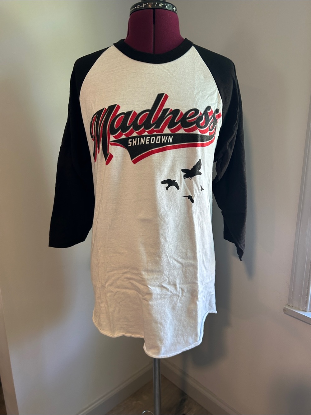 Madness Shinedown Raglan Long Sleeve Tee - Black & White